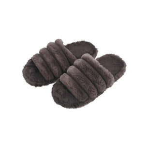 Pair of fluffy slippers on a white background - okotoks hc pharmacy