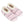 Pair of pink and gray striped slippers with white fur lining on a white background - okotoks hc pharmacy