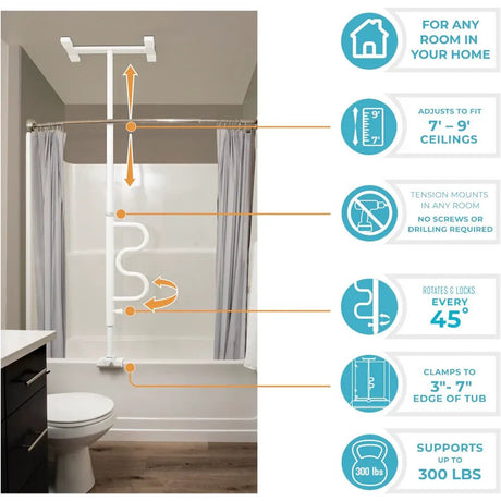 Stander Bathtub Security Pole and Curve Bar - okotoks hc pharmacy