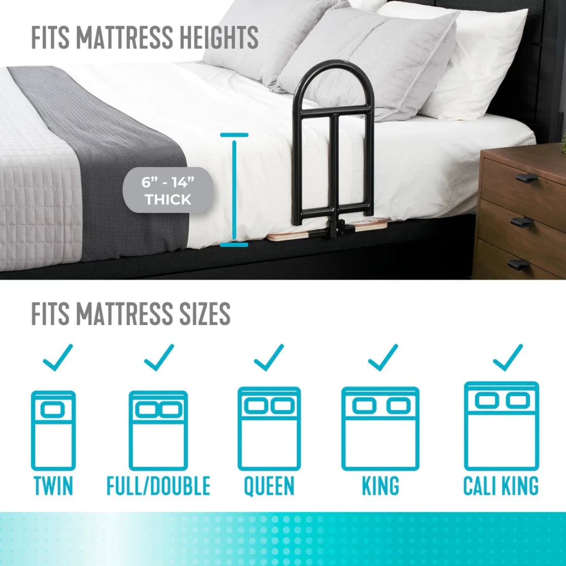 Bed with mattress height and size compatibility information displayed. - okotoks hc pharmacy