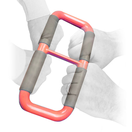 Red and gray handle held by a gloved hand on a white background - Okotoks HC Pharmacy