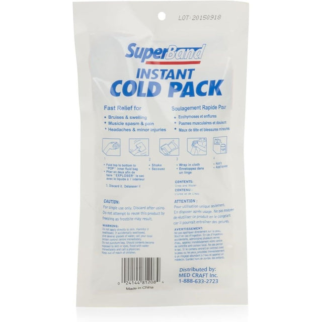 SuperBand Instant Cold Pack packaging with text and graphics on a white background - okotoks hc pharmacy