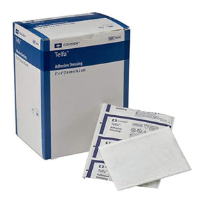 Telfa adhesive dressing packaging with individual packets on a white background - okotoks hc pharmacy