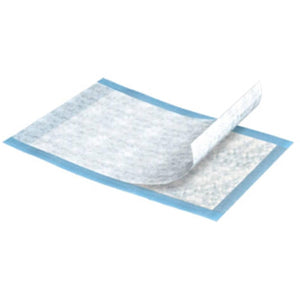 Disposable underpad with blue border on a white background - okotoks hc pharmacy