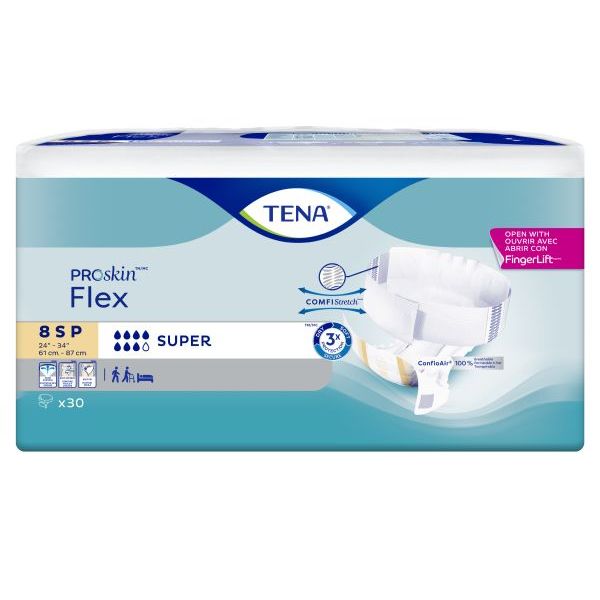 Tena ProSkin Flex packaging with branding and product details on a white background - okotoks hc pharmacy