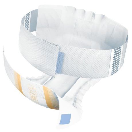 White athletic belt with blue and gold accents on a white background - okotoks hc pharmacy