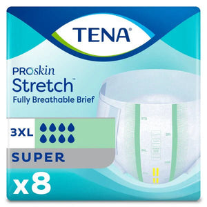 TENA ProSkin Stretch fully breathable brief packaging on a white background - okotoks hc pharmacy
