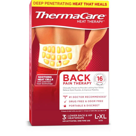 ThermaCare heat therapy package for back pain relief on a white background - okotoks hc pharmacy