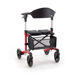 Red and black walker with canopy on a white background - okotoks hc pharmacy