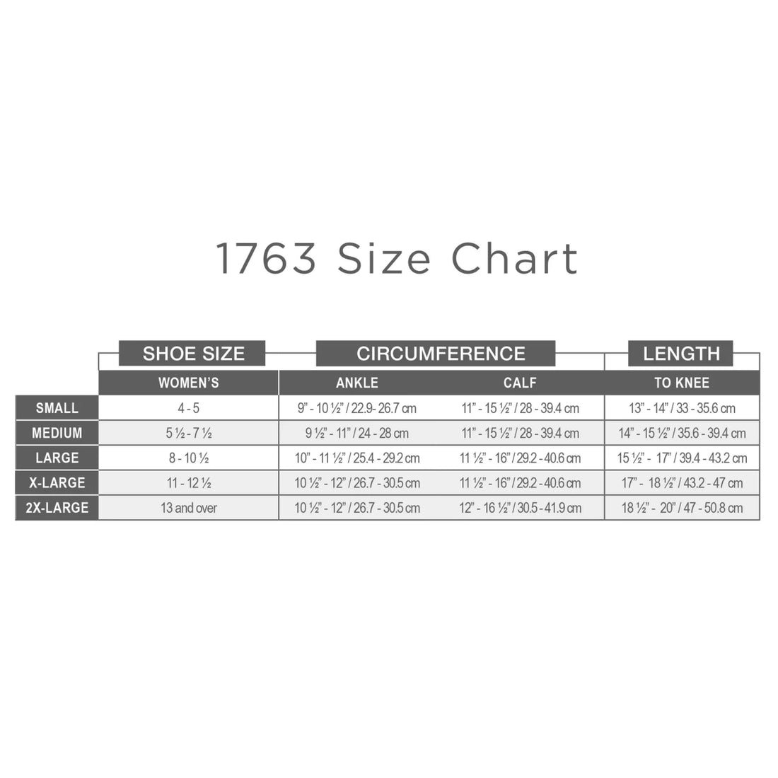 Size chart for shoe measurements on a white background - okotoks hc pharmacy