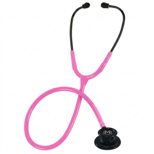 Pink stethoscope with black accents on a white background - okotoks hc pharmacy