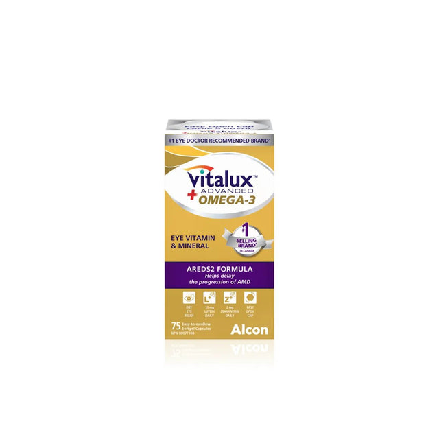 Vitalux Advanced Omega-3 supplement packaging on a white background - okotoks hc pharmacy