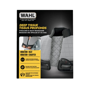 Wahl shoulder and back massager packaging with vibration and heat functions. - okotoks hc pharmacy