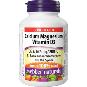 Supplement bottle labeled 'Calcium Magnesium Vitamin D3' by Webber Naturals on a white background - okotoks hc pharmacy