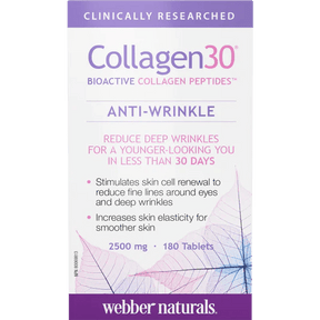 Webber Naturals Collagen30 Anti-Wrinkle Collagen Peptides Tablets 2500 mg - 180 - okotoks hc pharmacy