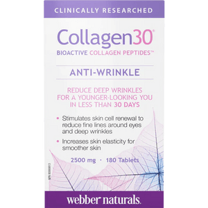 Webber Naturals Collagen30 Anti-Wrinkle Collagen Peptides Tablets 2500 mg - 180 - okotoks hc pharmacy
