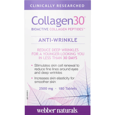 Webber Naturals Collagen30 Anti-Wrinkle Collagen Peptides Tablets 2500 mg - 180 - okotoks hc pharmacy