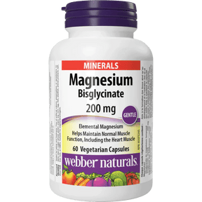 Webber Naturals Magnesium Bisglycinate supplement bottle on a white background - okotoks hc pharmacy
