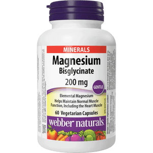 Webber Naturals Magnesium Bisglycinate supplement bottle on a white background - okotoks hc pharmacy