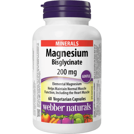 Webber Naturals Magnesium Bisglycinate supplement bottle on a white background - okotoks hc pharmacy