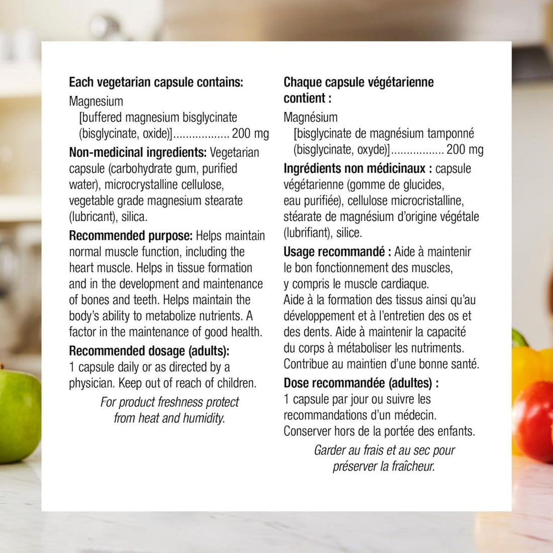 Nutritional supplement label with text on a white background - okotoks hc pharmacy