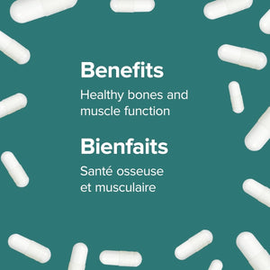 White capsules on a teal background with text about health benefits. - okotoks hc pharmacy