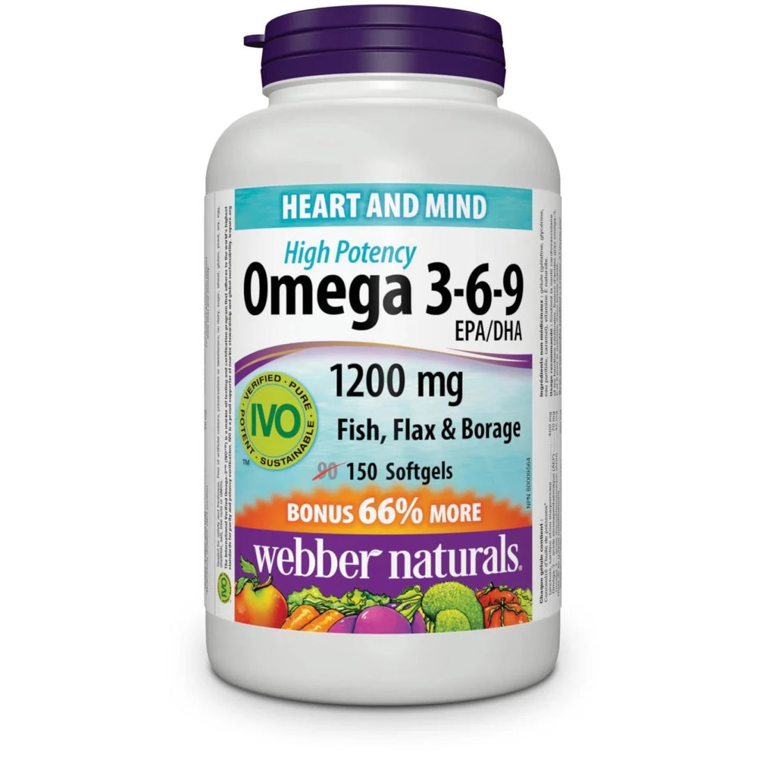 Omega 3-6-9 supplement bottle with Webber Naturals branding on a white background - okotoks hc pharmacy