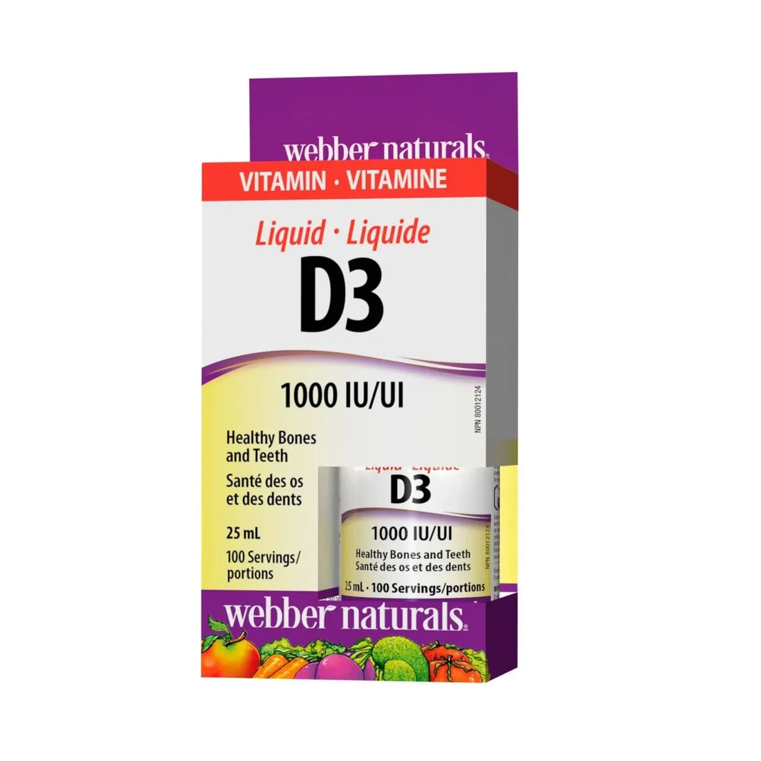 Webber Naturals Vitamin D3 1000 IU/mL packaging on a white background - okotoks hc pharmacy