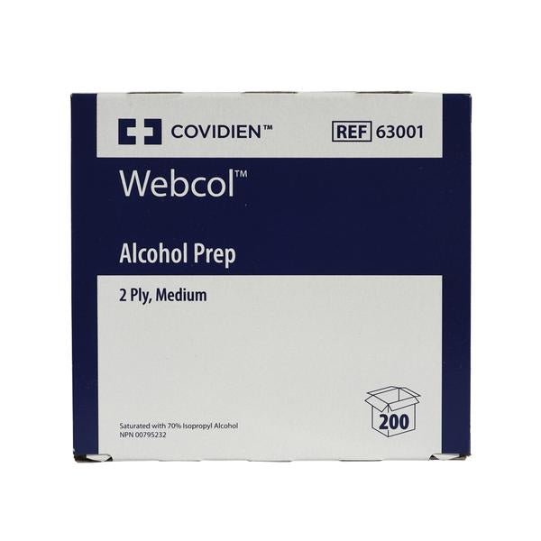 Box of Webcol Alcohol Prep with Covidien branding on a white background - okotoks hc pharmacy